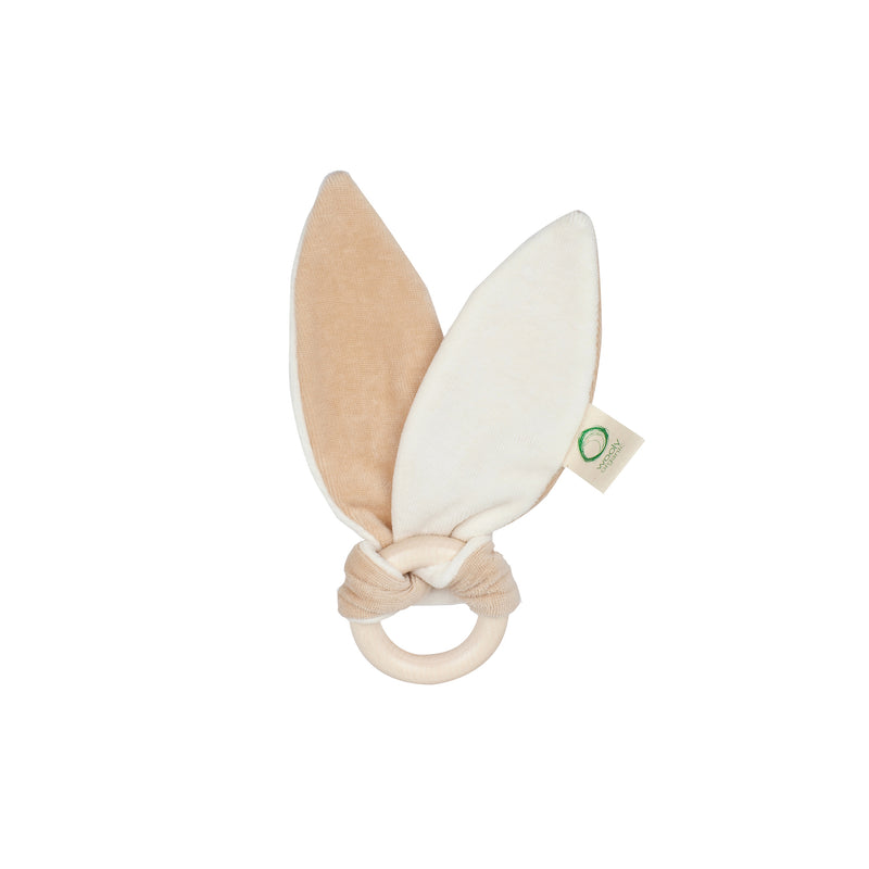 Organic bunny ears with teething ring