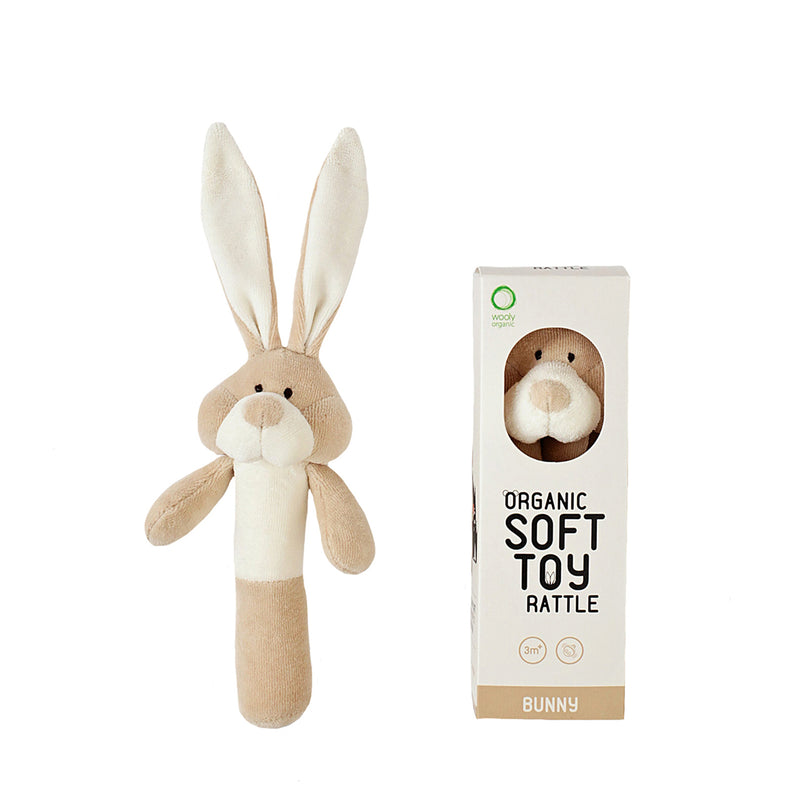 Organic soft toy rattle BUNNY