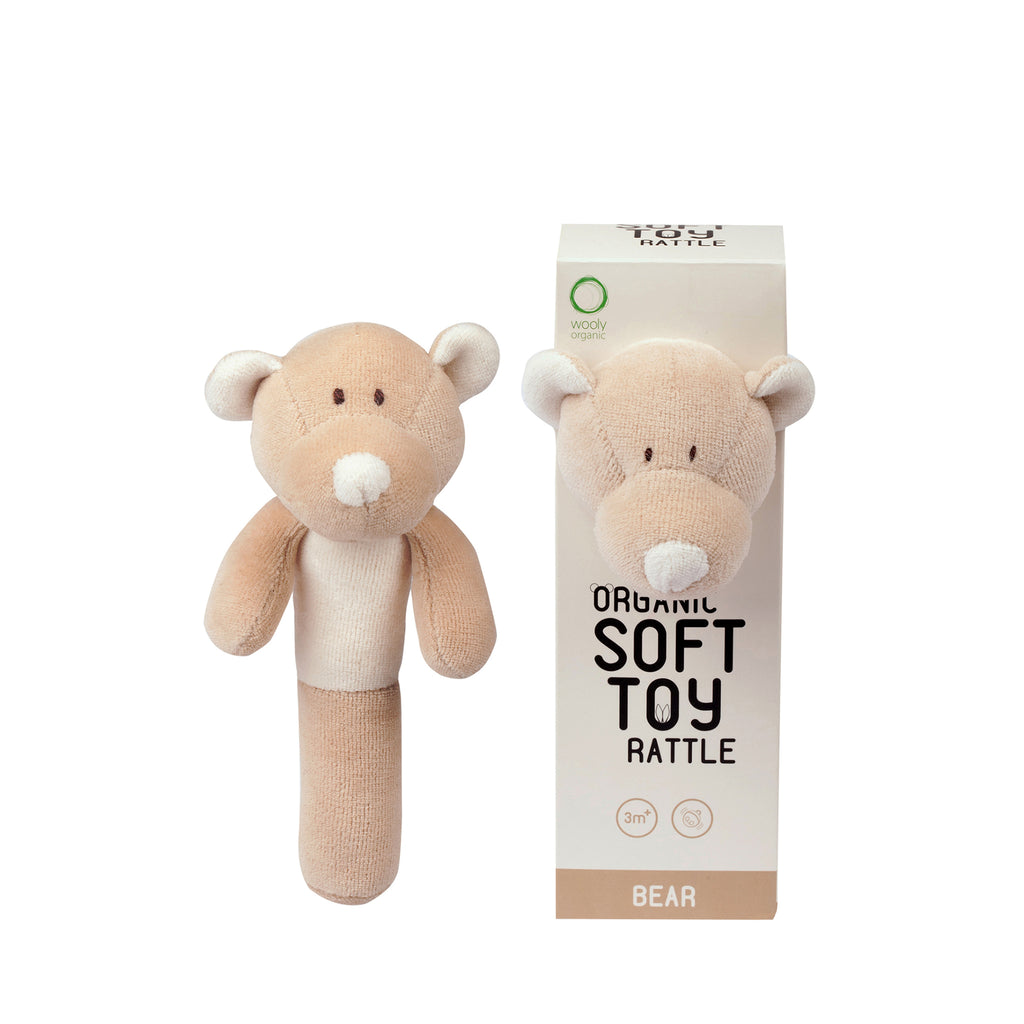 Organic soft toy rattle TEDDY