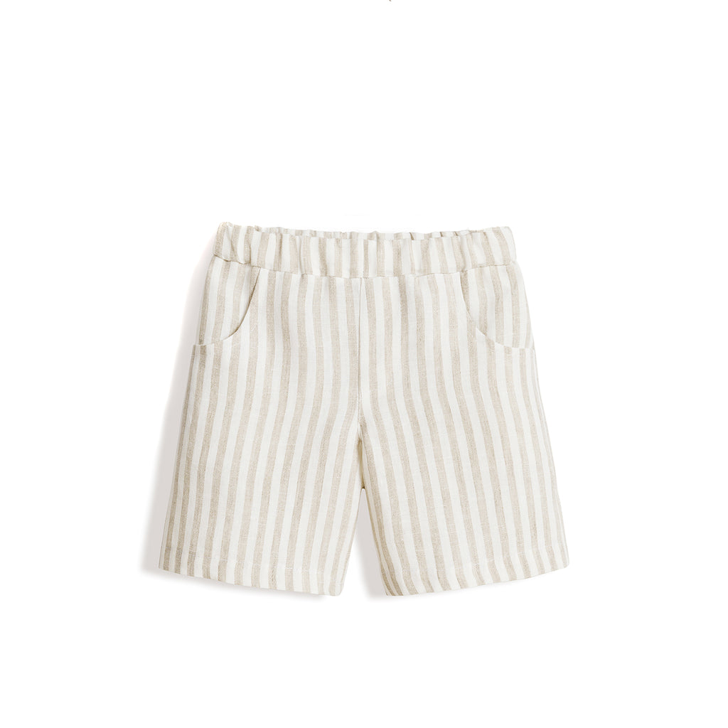 Linen shorts BEIGE STRIPES